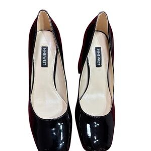 Nine West Women's Black Patent Block Heel Pump Size 6 1/2